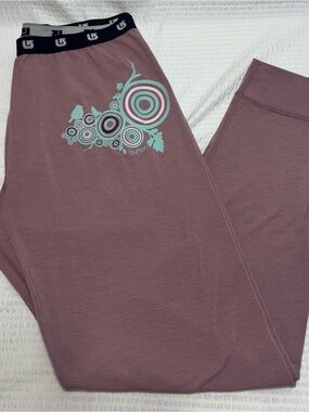 Burton Mauve Base Layer Pants with Aqua Graphic